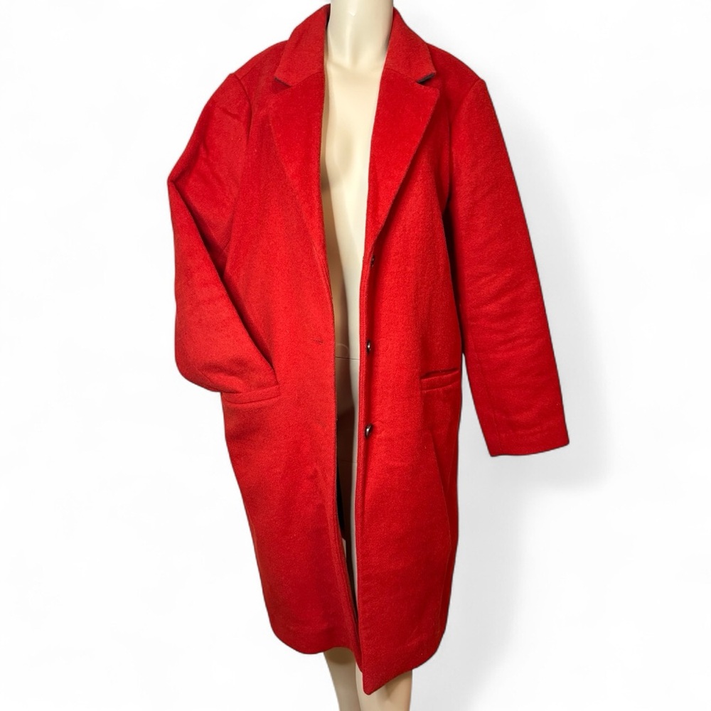 Simons Crimson Red Wool Pea Coat